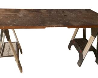 386 - 2 Fatmax Stanley Sawhorses w/ Board (Description): 32.5 x 69 x 34