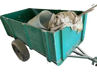 302 - Two-Wheeled pull behind Utility Trailer w/contents (Description): 45 x 143 x 64