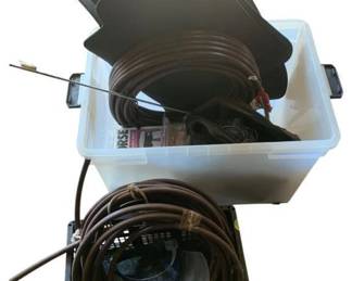 369 - 2 Totes w/ Contents (Description): Used as is electric/electronic/mechanical item. No guarantee all components, untested.