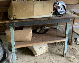 337 - Work Bench w/ Contents - 34 x 48 x 21 (Description): Used as is electric/electronic/mechanical item. No guarantee all components, untested.
