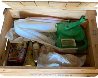 358 - Wooden Box w/ Contents - 9 x 24 x 16 (Description): Used as is electric/electronic/mechanical item. No guarantee all components, untested.