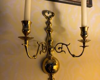 One of a pair of brass sconces