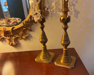 Pair beehive brass candlesticks...we have lots of candlesticks
