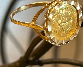 14K Ring Gold Panda Bullion coin
