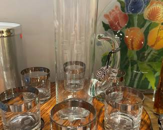 Mid Century Low Ball Glasses and Pitcher