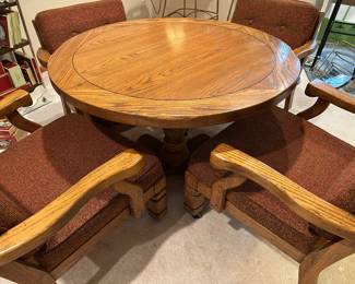 Vintage Game Table with 4 Chairs