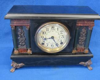 Lot 55. Vintage working mantle clock by The Sessions Clock Co. Includes the weight and key