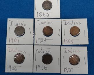 Lot 303. Seven Indian Head pennies