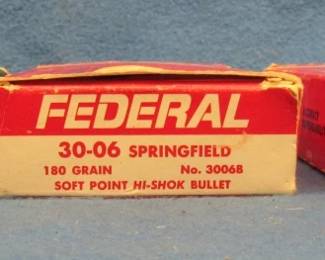 Lot 297. 20 Federal 30-06 180 grain rounds. 20 Federal 30-06 150 grain rounds. 20 Remington 30-06 (Brass Only) rounds