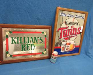 Lot 327. Minnesota Twins Lite Beer and Killian's Red Beer framed mirror pictures