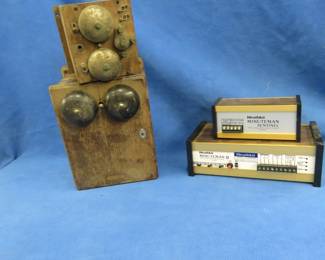 Lot 357. Western Electric wooden telephone ringer box, Healthkit Minuteman vintage security and alarm system