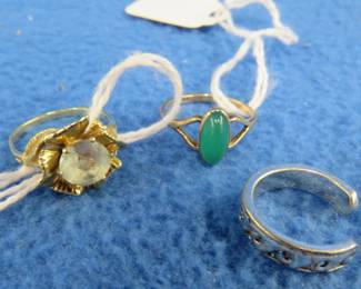Lot 86. Prior owner described these rings as jade and aquamarine