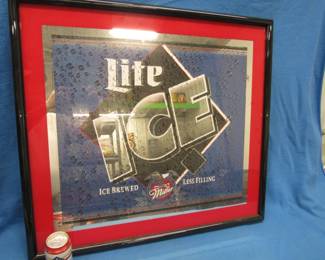 Lot 322. Framed Lite Ice Beer print on glass