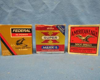 Lot 295. 25 Federal 12-Ga 7-1/2 Shot 2-3/4-inch rounds. 5 Western (box is Mixed Shots) 12-Ga Mixed Shot Size 2-3/4-inch rounds. 23 American Eagle 12-Ga 5 shot Steel 2-3/4-inch rounds