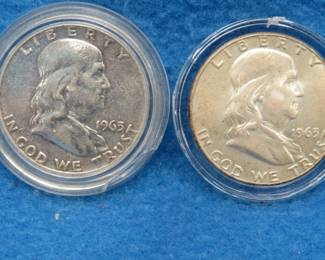 Lot 409. Two 1963 D Franklin half dollars