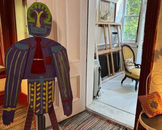 George Colin folk art , purple man is 5'2 x 1'2 x 2'!