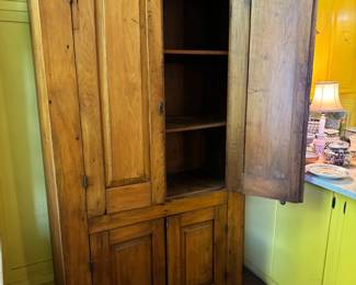Tall primitive cabinet is 3'6 x 1'5 x 6'5