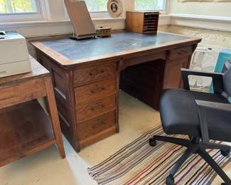 I love this desk! Very cool antique desk is 4'10 x 2'10 x 2'6. Super cool handles
