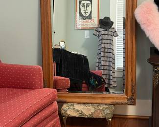 Vintage oak beveled edge mirror