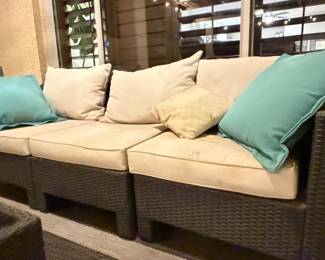Resin Rattan Sofa and Coffee Table $200