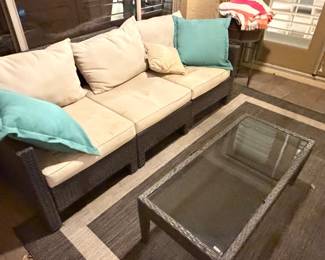 Resin Rattan Sofa and Coffee Table $200