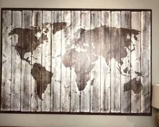 Huge World Map Stretch Canvas over Wood Frame 55" by 79" $50