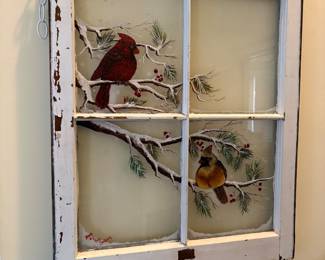 Old window painted scene