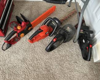 Electric chainsaw and electric hedge trimmers