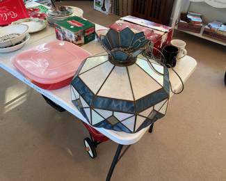 Cut glass ceiling light fixture