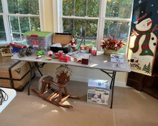 Christmas decorations, old, wooden rocking horse
