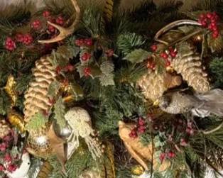 Pre Lit Garland W Antlers, Pinecones, Berries, More