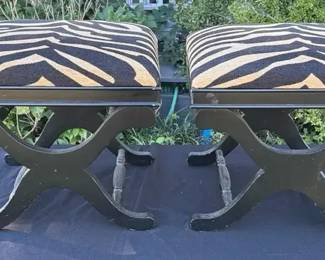 CuruleStyle XBase Accent Stools with Black White ZebraPattern Upholstery 21 x 16 20 Tall
