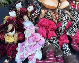 Vintage Christmas Decor Victorian Christmas Plush Monkeys Dillards Royal Cat KingQueen Ceramic