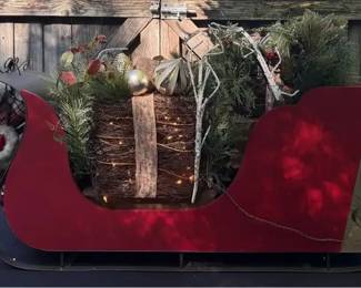 Holiday Winter Wooden Sleigh W Pre Lit Presents
