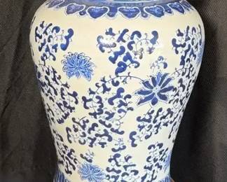 Large 24 Blue White Ginger Jar with Stand