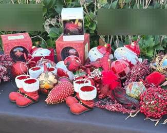 Red Christmas Lot Decor Tree Picks Ornaments More Winward Trimsetter Santa Ornament