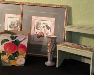 Vintage Framed Botanical Lithographs Featuring ApplesPears More