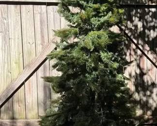 Pre Lit Christmas Tree, Decorative Gold Metal Sled, Tin Presents