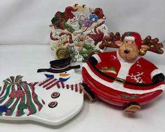 Fitz Floyd Essentials Holiday Elf Plate, Leslie Beck Snowman Plate, More
