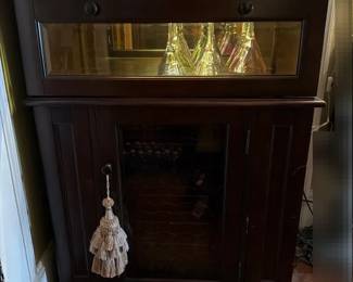 Marble Top Solid Wood Service Bar W Wine Cooler