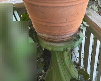 Large Ribbed Terracotta Planter Made in Italy 26 Tall Fluted Concrete Planter Stand