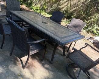 Large TileTop Rectangular Patio Table with 6 Chairs