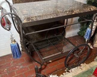 MarbleTop Rolling BarServing Cart
