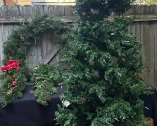 7 Artificial Tree, Large Wreath, Swag