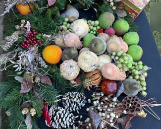 Christmas Harvest Textured Fruit Decor and Greenery with Textured Oranges Tree Picks More