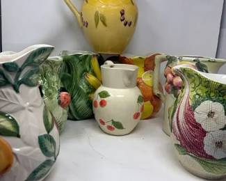 Group of 8 Ceramic Pitchers Made in Italy Portugal Barrarte