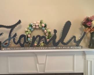Family light up lamp and Easter wreath