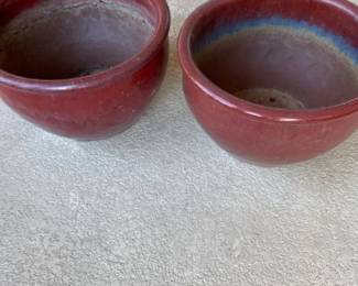 Two Maroonish Colored Ceramic Planters