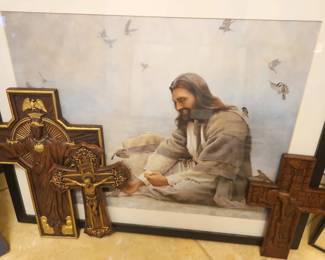 Even the Sparrows Print and Three Wooden Crosses