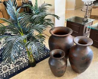 Three Pretty Pot Set and Indoor Palms